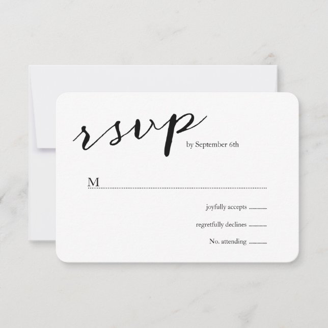 Elegante Black Stripes Wedding RSVP (Anverso)