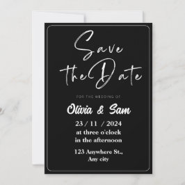 Elegante blanco y negro salva la invitación a la c