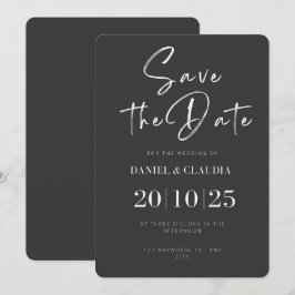 Elegante blanco y negro salva la invitación a la c