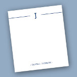Elegante Bloc de notas blanco de la Marina de Mono<br><div class="desc">Añada fácilmente su monograma personalizado inicial y nombre a este elegante bloc de notas azul marino y blanco.</div>