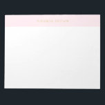 Elegante Bloc de notas de la Moda Minimalista rosa<br><div class="desc">Elegante Bloc de notas de la Moda Minimalista rosa Rubor 11x8.5. Elegante diseño minimalista con un estilo moderno de letra en rosa rubor. Muy moderno,  elegante y refinado. El oro no es oro real,  sino color.</div>