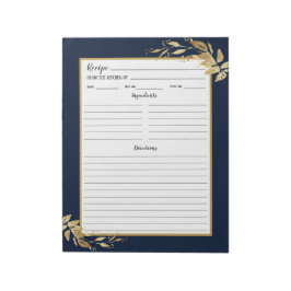 Elegante Bloc de notas de la receta de oro azul de