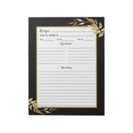 Elegante Bloc de notas de la receta del oro negro