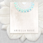 Elegante Bloc de notas de Loto Turquesa Floral<br><div class="desc">Moda, diseño sofisticado de tarjetas de visita con un falso loto Relieve metalizado mandala sobre fondo de piedra arañado de mármol blanco. Esto no es un Relieve metalizado real - sino una imagen. No hay brillo ni textura. Una versátil tarjeta de llamadas para profesionales y empresarios creativos. Esta versátil tarjeta...</div>