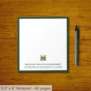Elegante Bloc de notas de oro verde oscuro