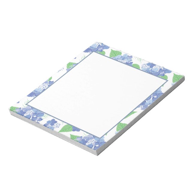 Elegante Bloc de notas floral Hydrangea azul (Lado Izquierdo)