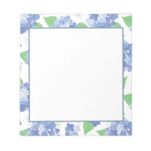 Elegante Bloc de notas floral Hydrangea azul