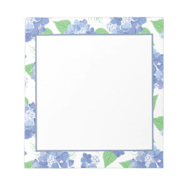 Elegante Bloc de notas floral Hydrangea azul