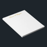 Elegante Bloc de notas Gold personalizado<br><div class="desc">Elegante guión dorado personalizado.</div>