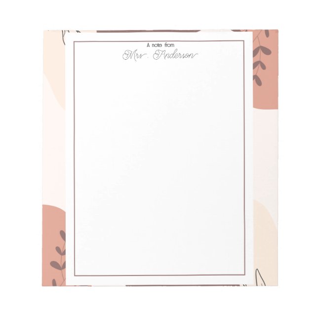 Elegante Bloc de Notas para Profesores Boho  (Frente)