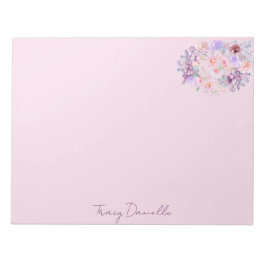 Elegante Bloc de notas personalizado con flor rosa