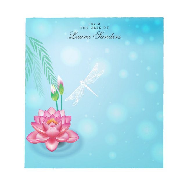 Elegante Bloc de notas personalizado de flor rosa  (Frente)