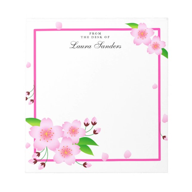 Elegante Bloc de notas personalizado de flores de  (Frente)