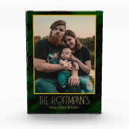 Elegante bloque de fotos del marco verde de oro de