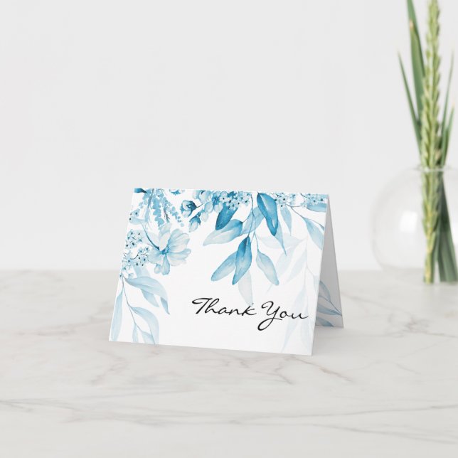 Elegante Blue Bella Artes Floral Drop Tarjeta de a (Anverso)