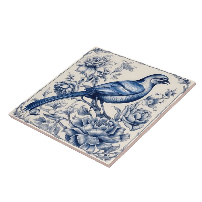 Elegante Blue Bird Azulejo Tile Design (Lado)