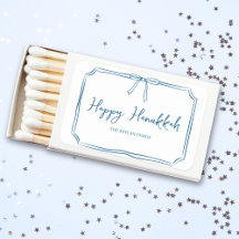 Elegante Blue Bow Personalizado Happy Hanukkah