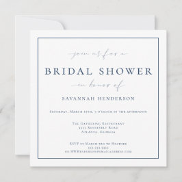 Elegante Blue Bridal Shower Classic Invitación
