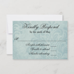 Elegante Blue Damask Wedding RSVP
