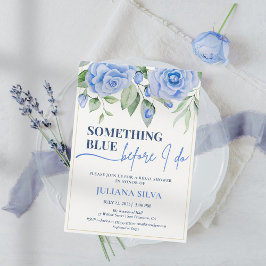 Elegante Blue Floral Bridal Shower Invitación