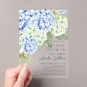 Elegante Blue Hydrangea Bridal Shower Invitación