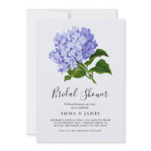 Elegante Blue Hydrangea Bridal Shower Invitación