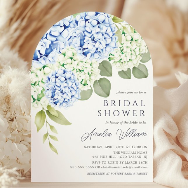 Elegante Blue Hydrangea Bridal Shower Invitación (Subido por el creador)