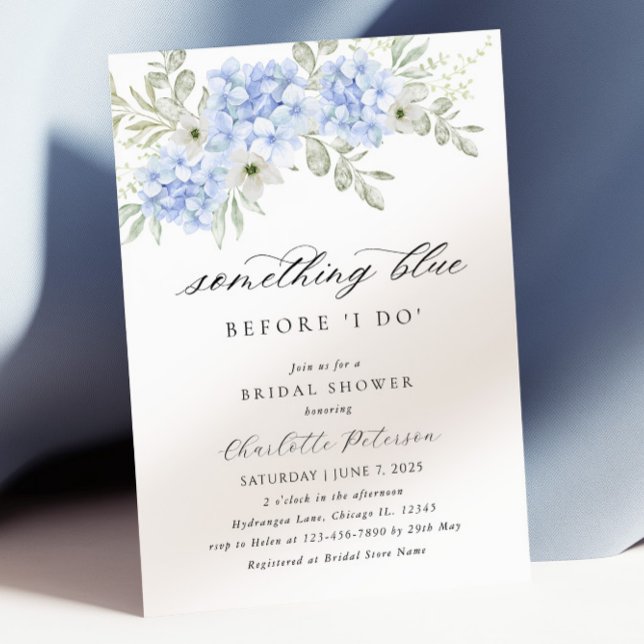 Elegante Blue Hydrangea Bridal Shower Invitación (Subido por el creador)