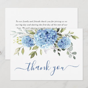 Elegante Blue Hydrangea Eucalyptus Tarjeta de agra