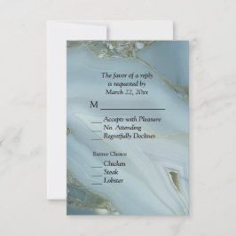 Elegante Blue Marble Agate RSVP con opciones de me