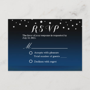 Elegante Blue Starry Night Wedding RSVP