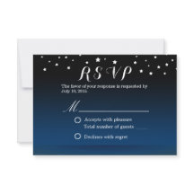 Elegante Blue Starry Night Wedding RSVP