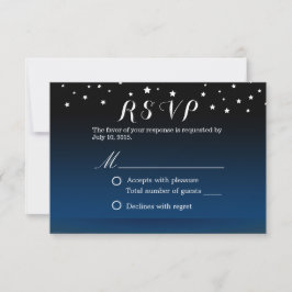 Elegante Blue Starry Night Wedding RSVP