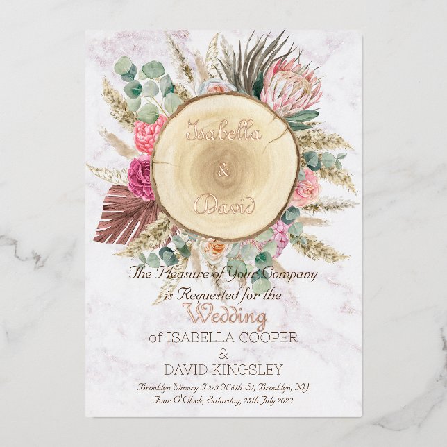 Elegante Boda acuarela floral | Invitación (Anverso)