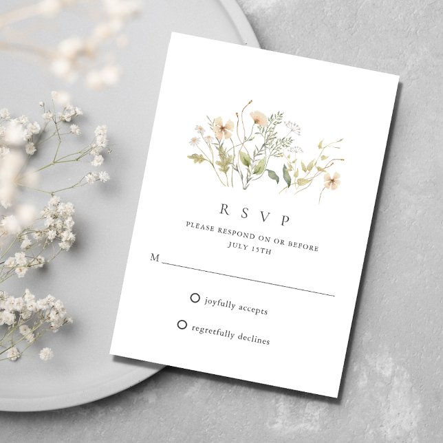Elegante Boda al Aire Libre de Flor Silvestre RSVP (Elegant Wildflower Outdoor Wedding RSVP)