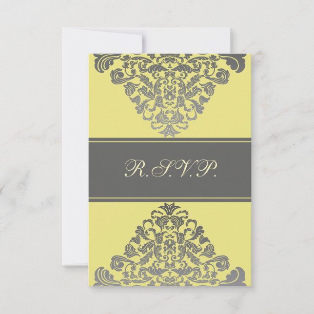 elegante "boda amarilla RSVP Standard 3.5 x 5 (Anverso)