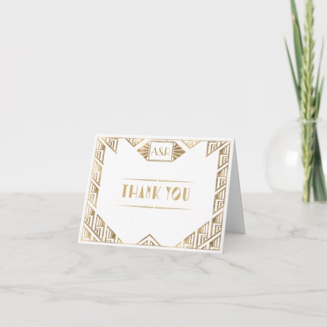Elegante Boda Art Déco - Tarjeta de agradecimiento (Anverso)