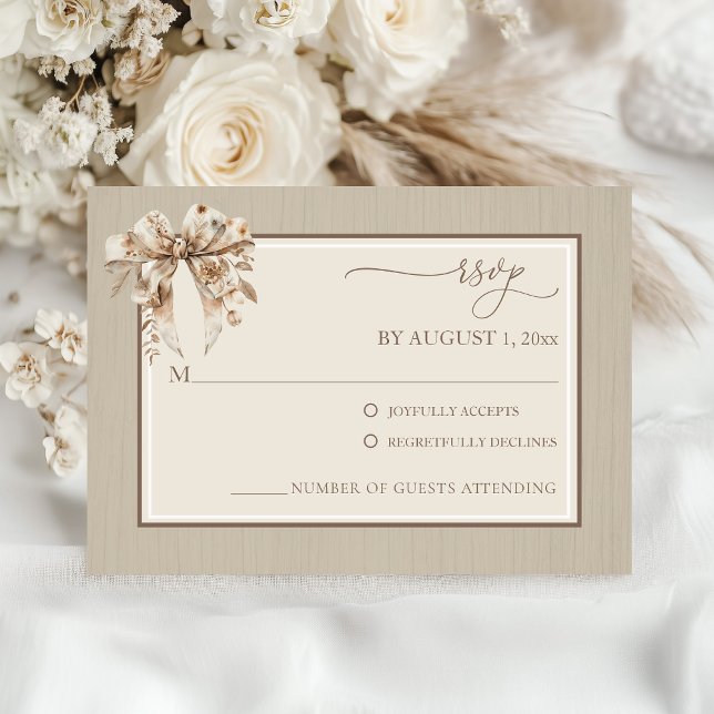 Elegante Boda Azul Dusty Azul Vintage RSVP (Boho Bow Fall Vintage Wedding RSVP)
