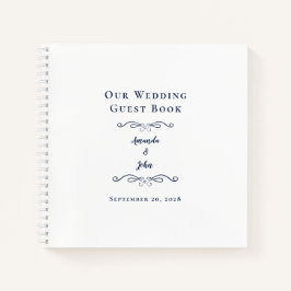 Elegante Boda Azul Marino Chic Libro de Invitados 