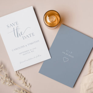 Elegante Boda Azul Polvoriento Guardar La Tarjeta