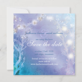 Elegante boda azul Rubor Guardar la tarjeta de fec