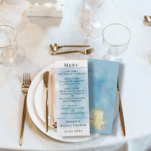 Elegante Boda blanca Doves Blue Menu Card