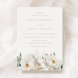 Elegante Boda Blanca Flores Invitación a la Boda