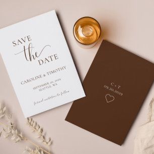 Elegante Boda Blanca Marrón Salva La Tarjeta De Fe