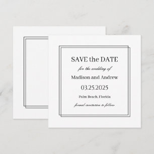 Elegante boda blanca salva la invitación a la cita