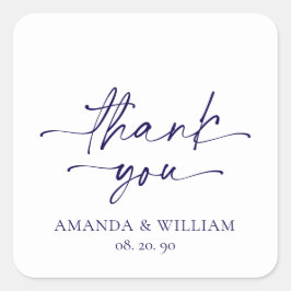 Elegante Boda Blanco Gracias Pegatina