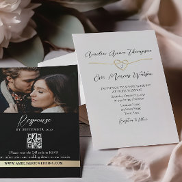 Elegante Boda blanco negro Invitación QR