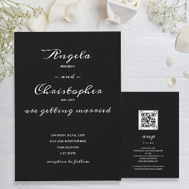 Elegante Boda Blanco Negro Todo En Una Invitación