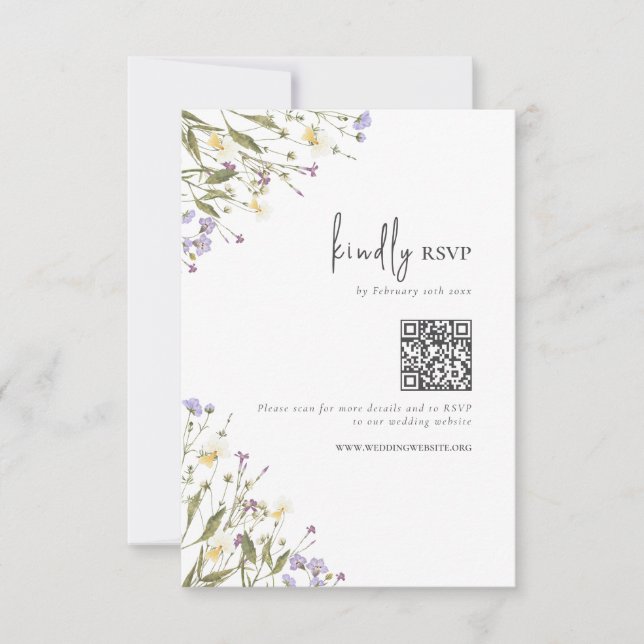 Elegante Boda Boho Wildflowers código QR RSVP (Anverso)