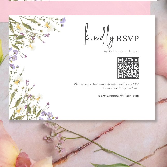 Elegante Boda Boho Wildflowers código QR RSVP (Subido por el creador)